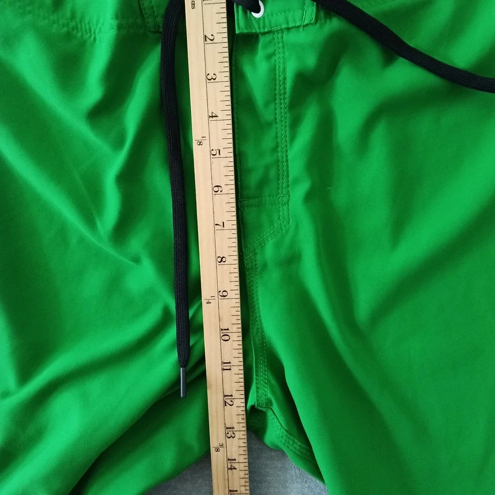 Nike Mens Green Board Shorts Size 36 Blue Waistband Side Cargo Pocket Trunks
